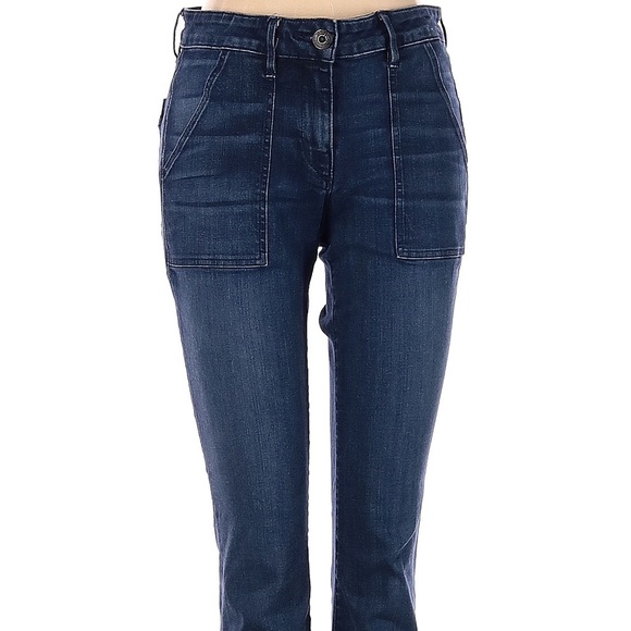 Anthropologie 3x1 Mid Rise Cargo pocket Cropped kick boot Jeans Size 26 - Picture 3 of 11